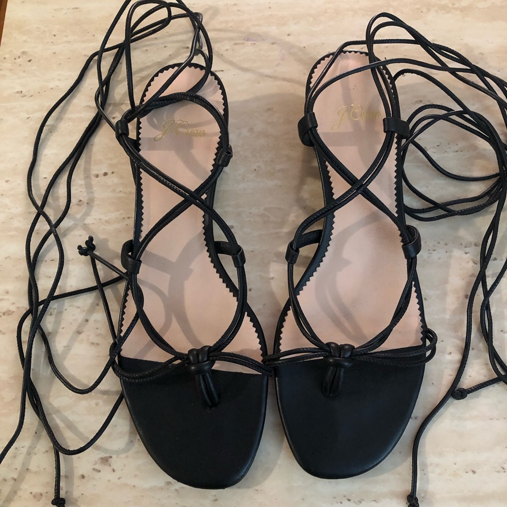 This season’s J.crew Lace up sandals.
